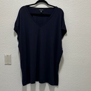 Eileen Fisher Navy V-Neck Short Sleeve Top